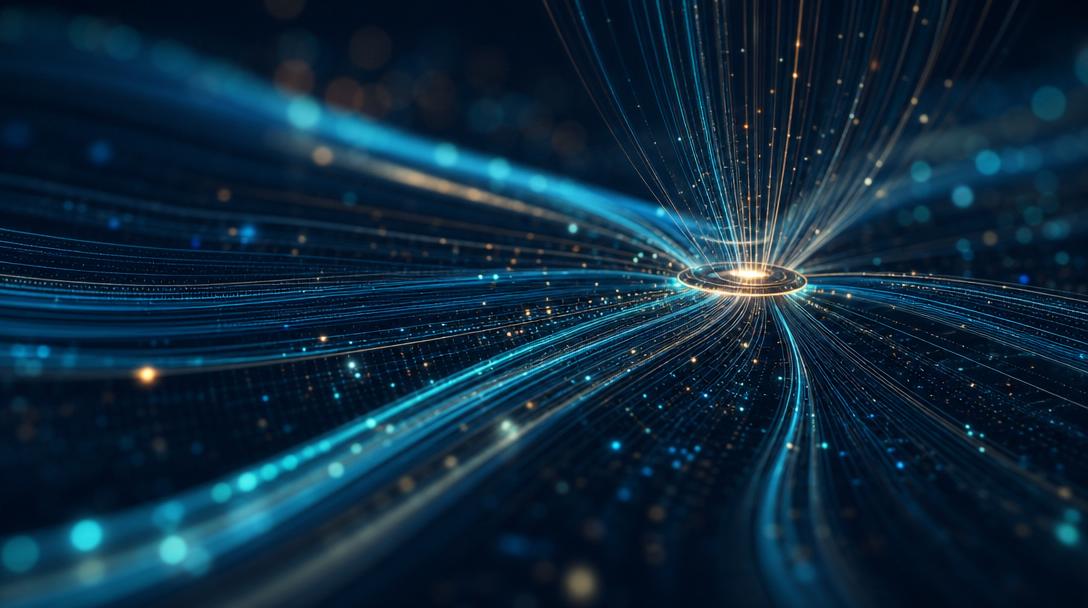 Flussi di documenti e dati che convergono in un archivio ordinato