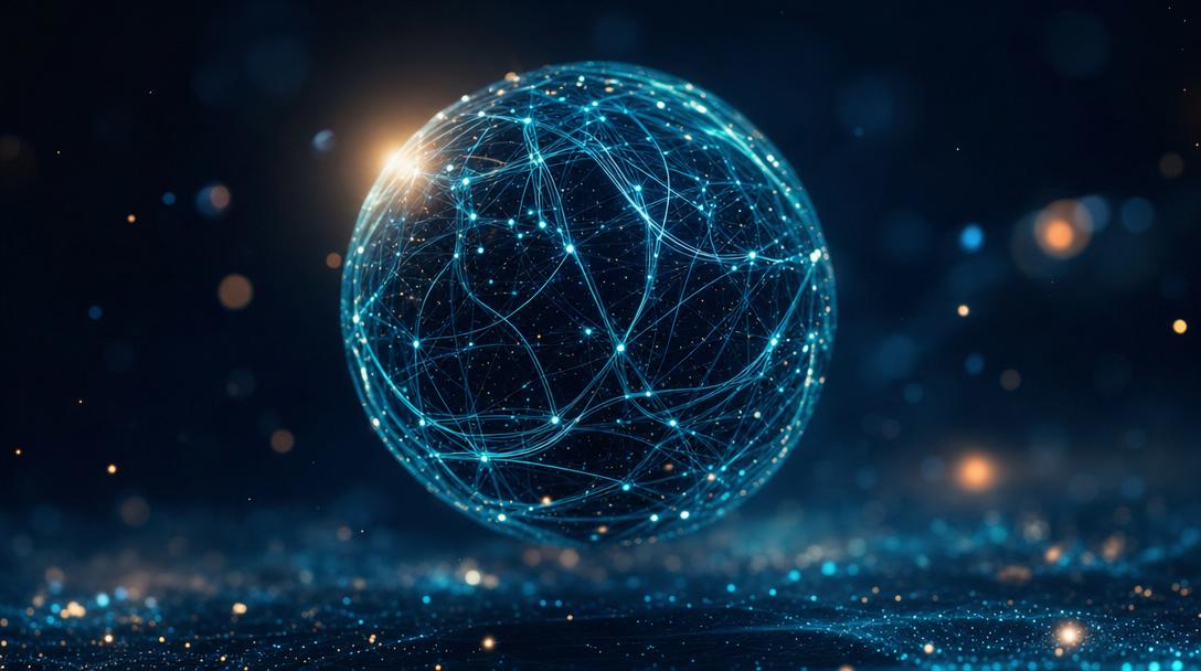 Nucleo AI astratto, sfera teal